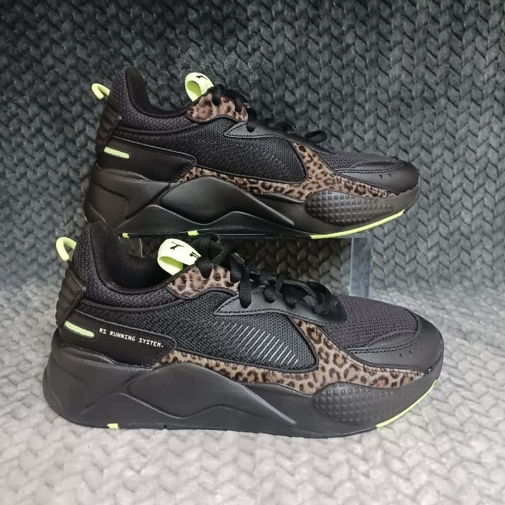 Puma RS X Animal Print Women's Black Sneakers Casual Shoes 401701 01 Size 10